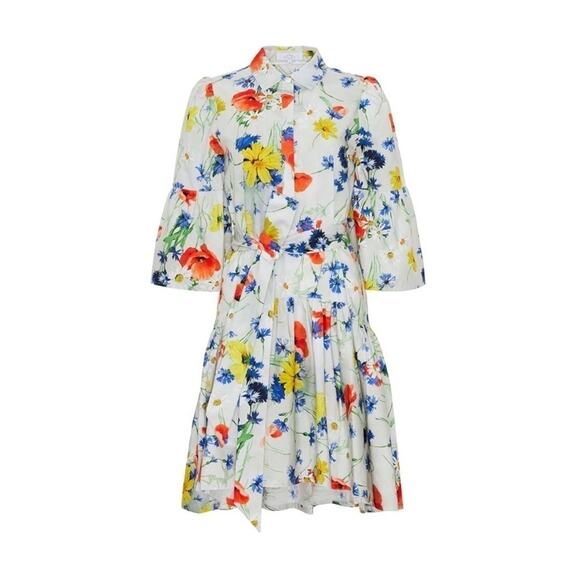 Pearl by Lela Rose Floral Poplin Flounce Hem Dress - Picture 2 of 12